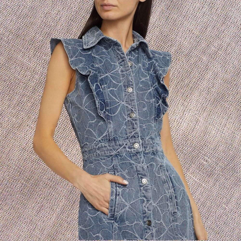 Ramy Brook Marlowe Floral-Embroidered Denim Mini Dress - Picture 11 of 14